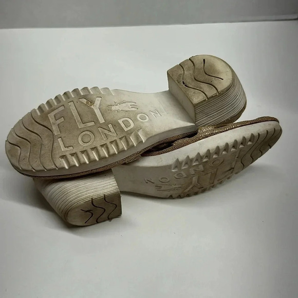 Fly London Want Sandals Heeled Lace Up High Heels Metallic Gold Size 40 9 9.5 - Picture 7 of 10